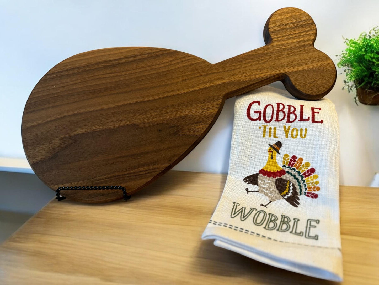 Fun Holiday Cutting Board Turkey Leg- Walnut Solid Piece- No Glue, Cutting Board Unique Thanksgiving Charcuterie Serving Board