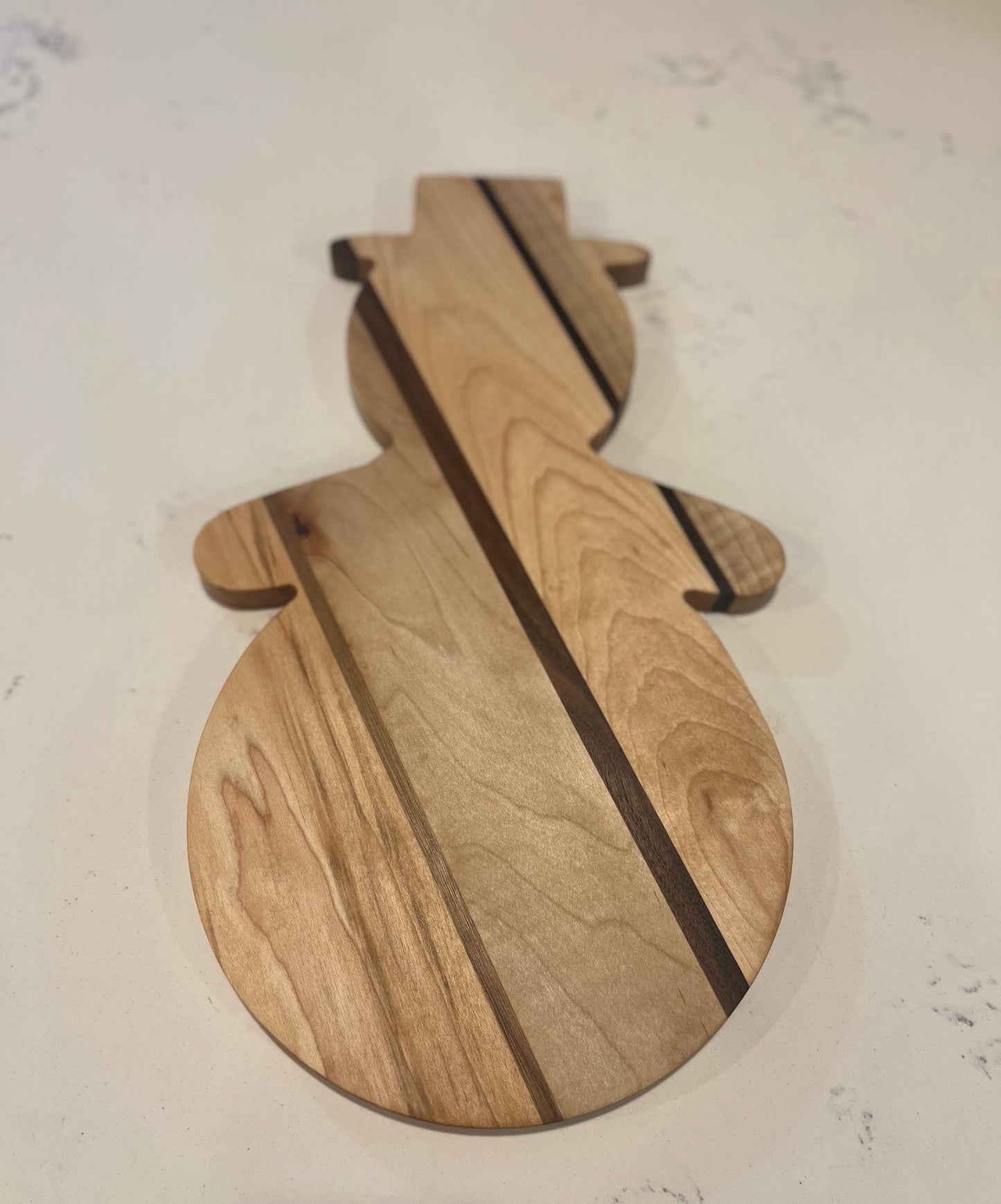Snowman Cutting Board Striped Wooden Charcuterie Board Holiday Winter Gift