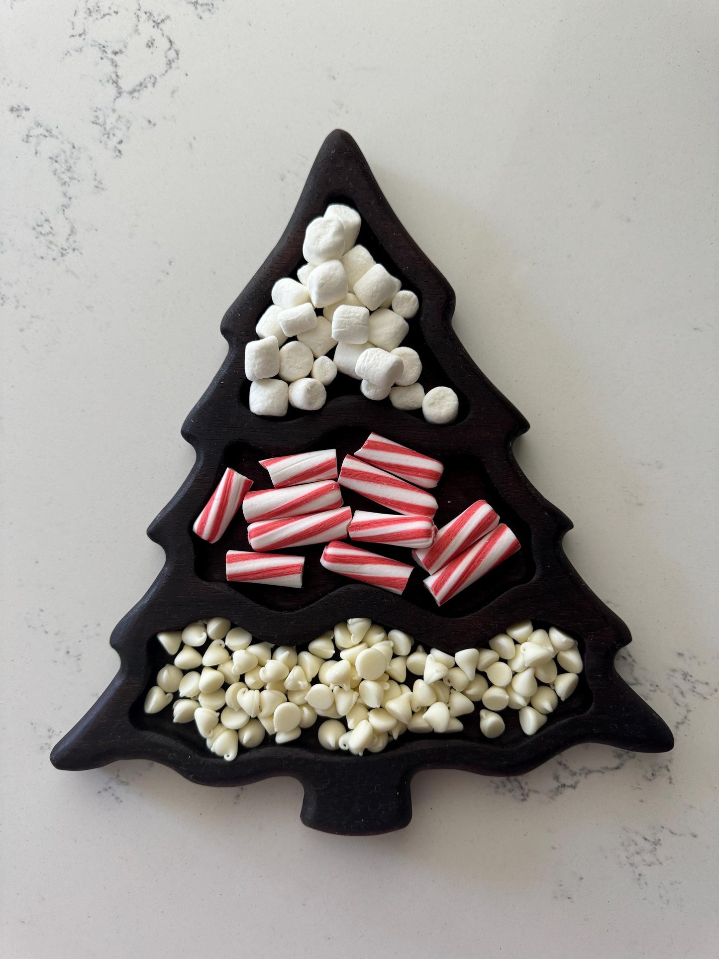 Christmas tree wooden appetizer serving tray, Walnut solid piece- No glue, Perfect for holiday parties