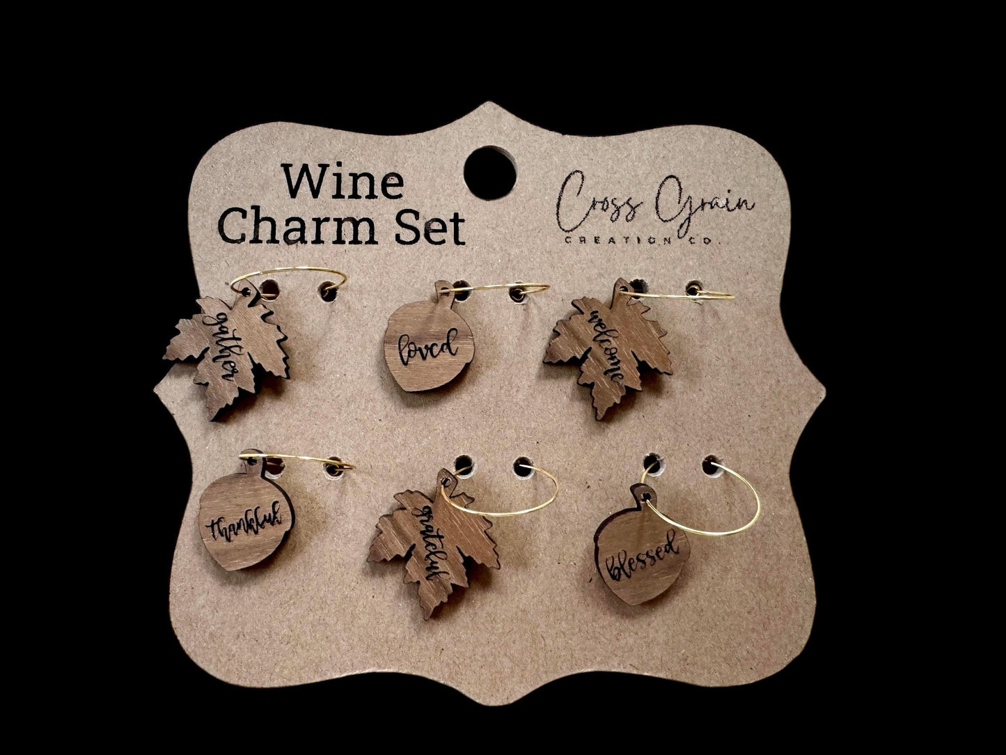 Wine Glass Charms- Autumn/Fall Themed Wooden Wine Glass Charms For Fall Parties Housewarming Gift